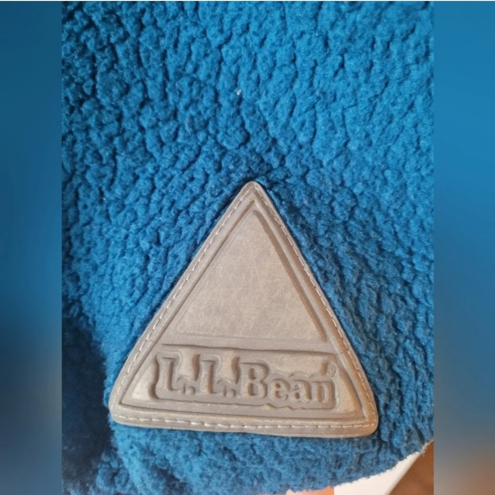 Vintage L.L. Bean Deep Pile Sherpa Fleece Jacket Blue Youth Large Fits Adult S/M